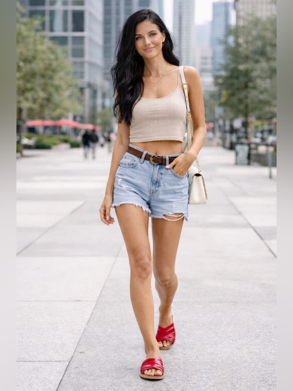 New Women's Red Slide Sandals
